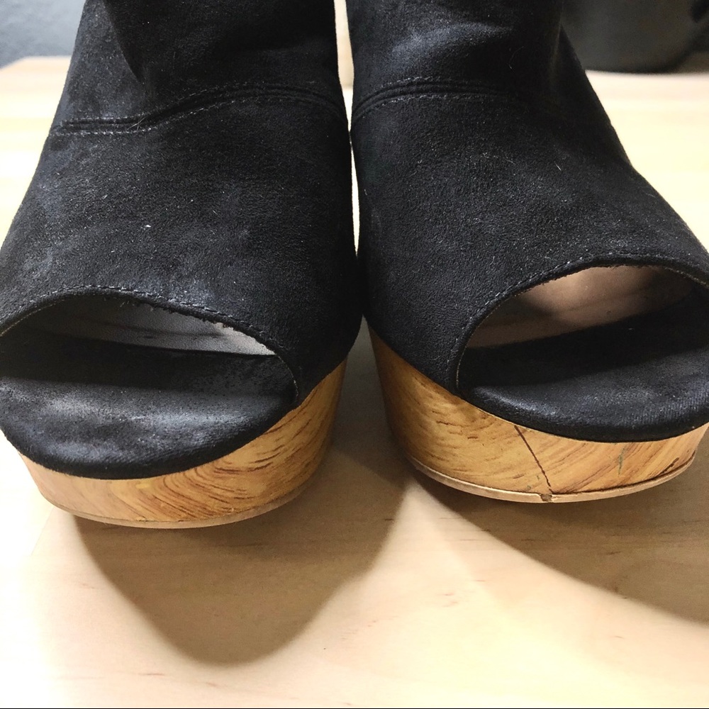 Call It Spring Black Platform Slide On Wedges - image 5